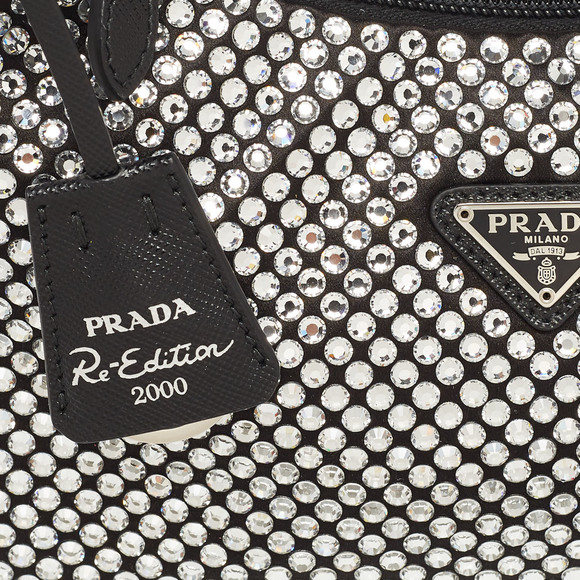 PRADA Black Satin Mini Crystal Studded Re-Edition 2000 Shoulder Bag - Picture 6 of 8